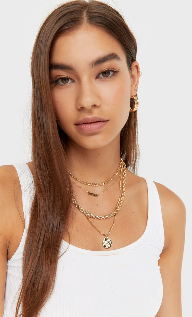 

Stradivarius 4er-Set Minimalistische Halsketten Gelb 103