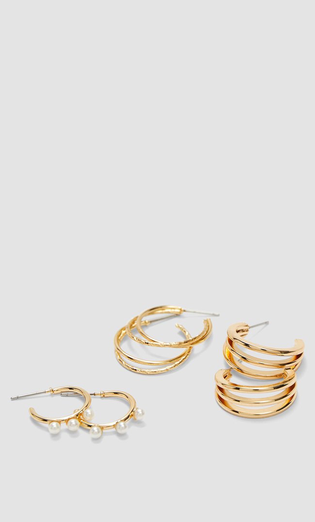 

Stradivarius Set Aus Ohrringen Und Creolen Mit Kunstperlen Gelb 103