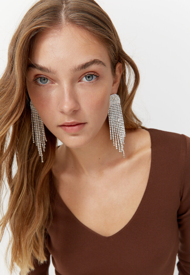 

Stradivarius Hängeohrringe Mit Strass Grau 103