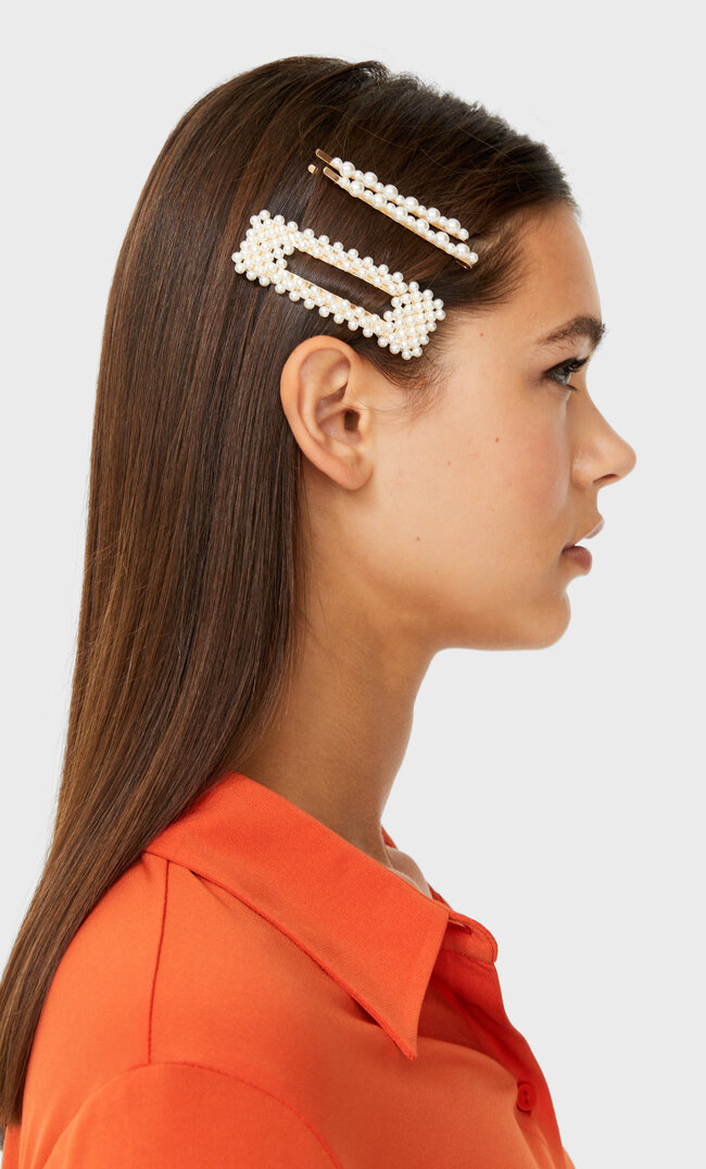 

Stradivarius Set Aus Haarclips Und Haarspangen Mit Kunstperlen Gelb 103