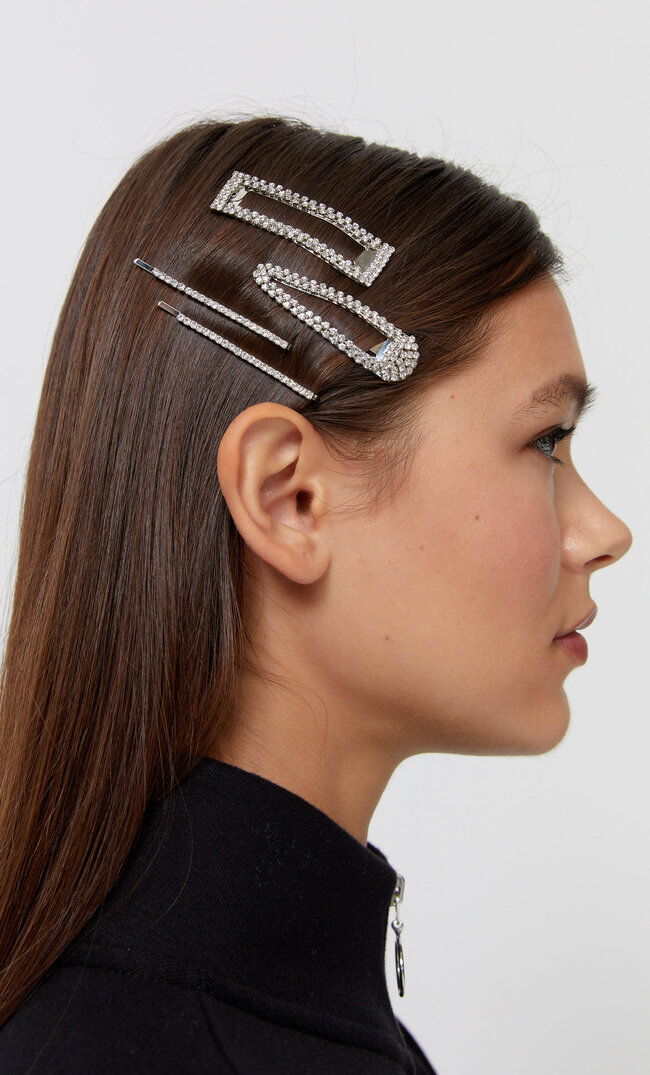 

Stradivarius 4er-Set Haarspangen Mit Strass Grau 103