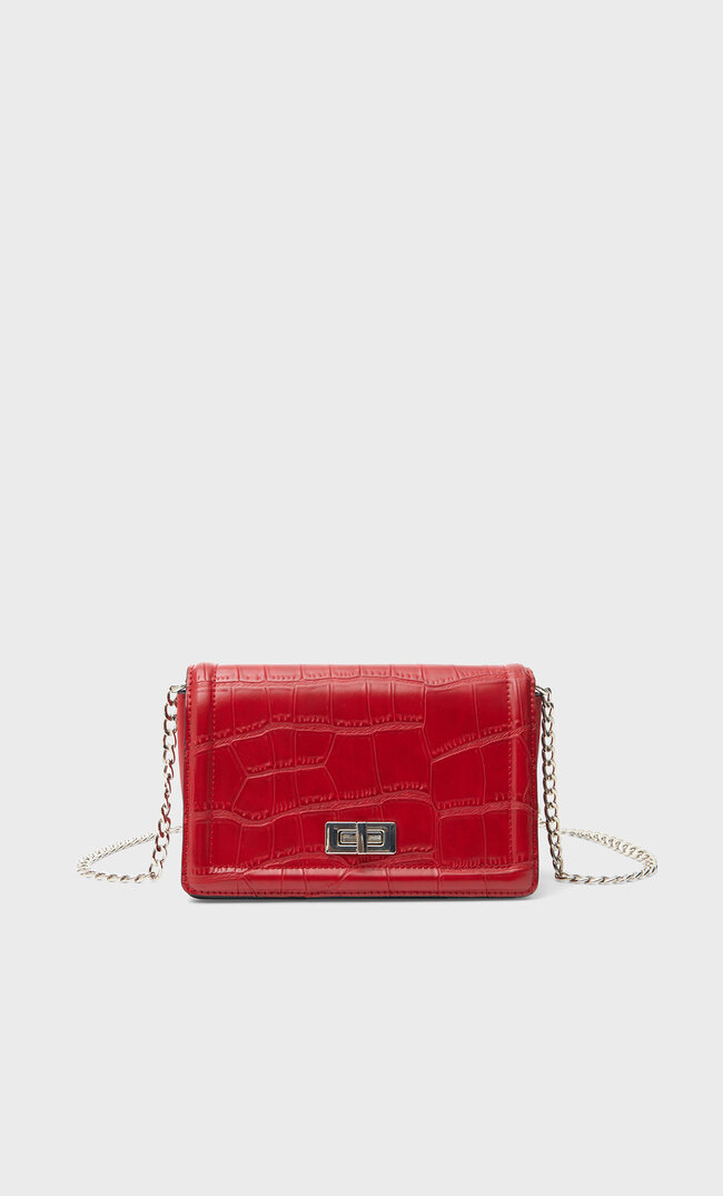 

Stradivarius Umhängetasche Mit Krokoprägung Rot 103