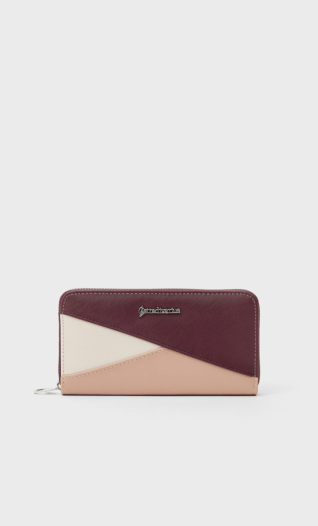 

Stradivarius Brieftasche Mit Reißverschluss Und Patchwork Granatrot 103