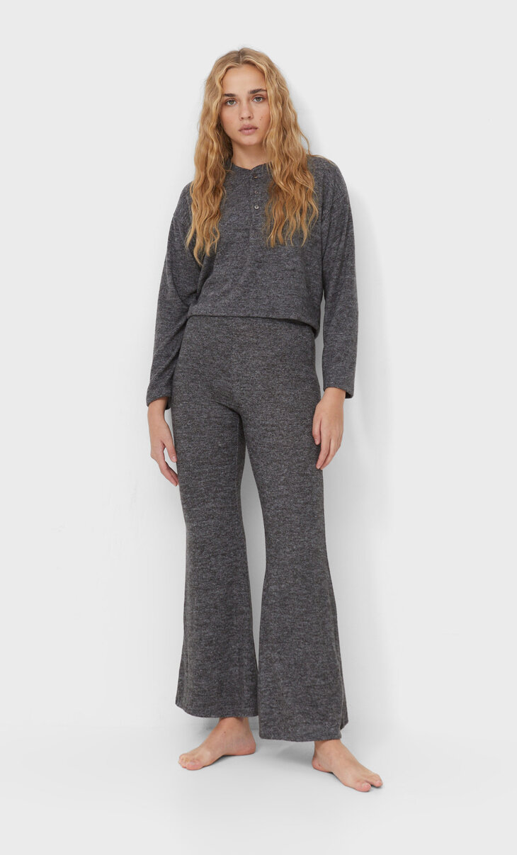 Soft-touch flare pyjama trousers