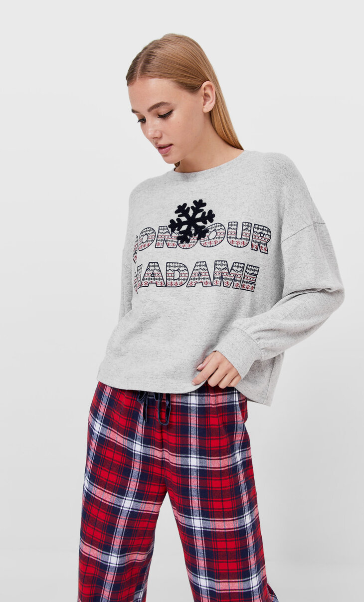 Napped sweatshirt with text