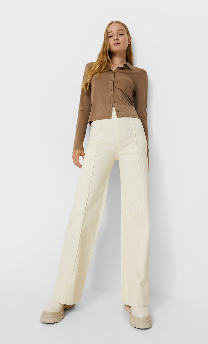Full-length minimalist trousers