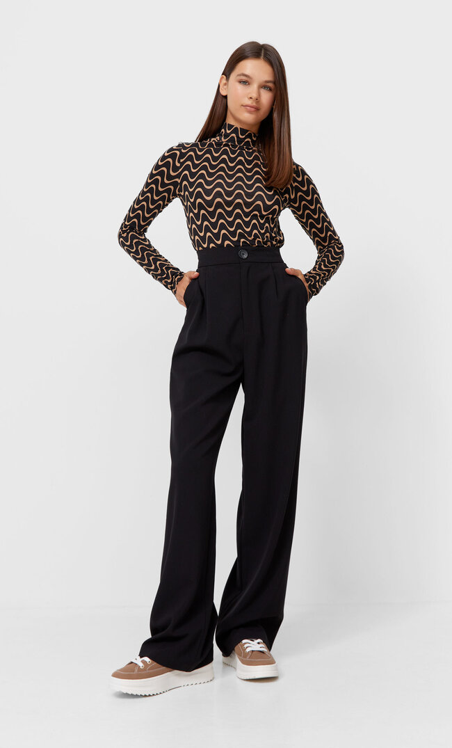 

Stradivarius Wide Leg Hose Schwarz 38
