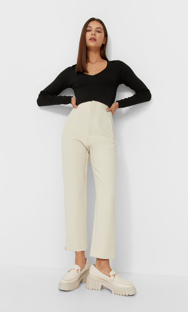 

Stradivarius Stoffhose Mit Bundfalten Steingrau 36