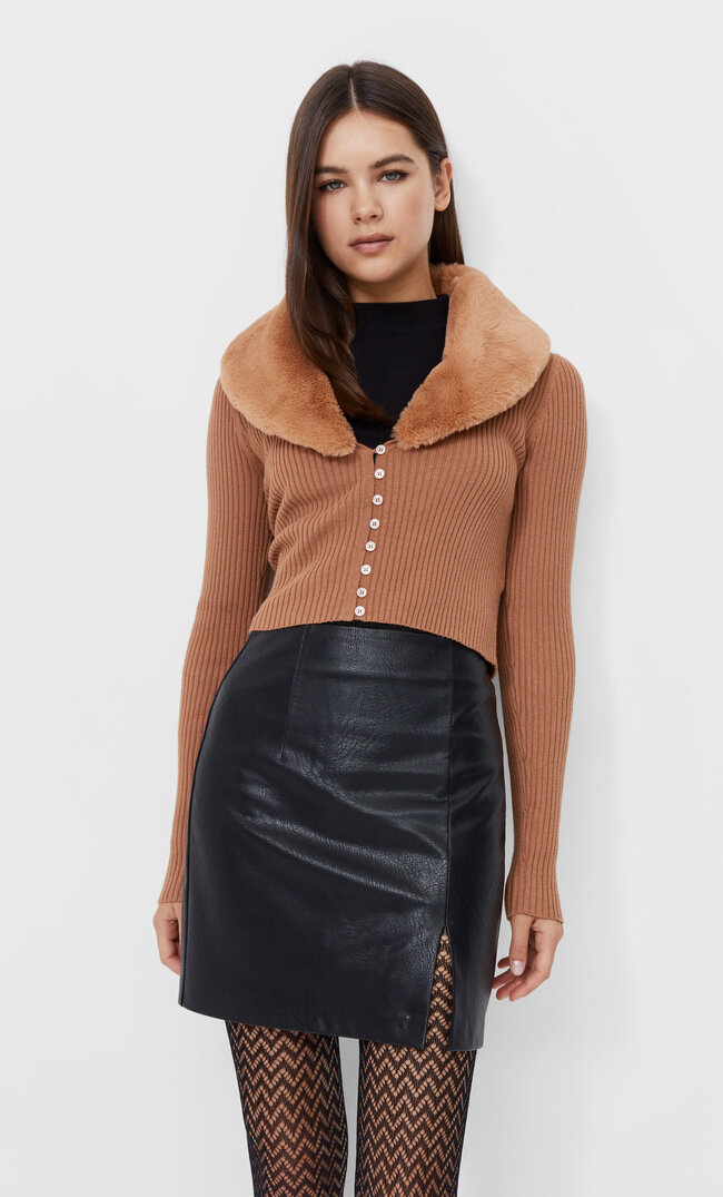 

Stradivarius Spódnica Mini Z Dzianiny Czarny 44