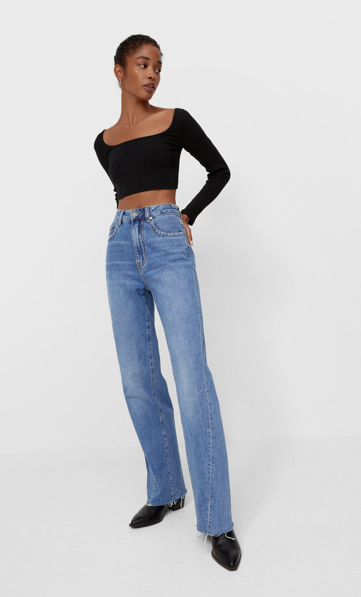 Straight fit jeans with seams