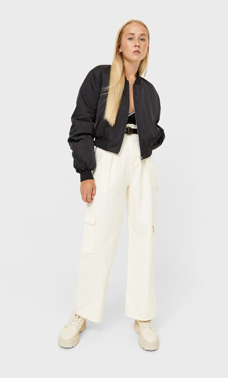 Paperbag-waist cargo trousers