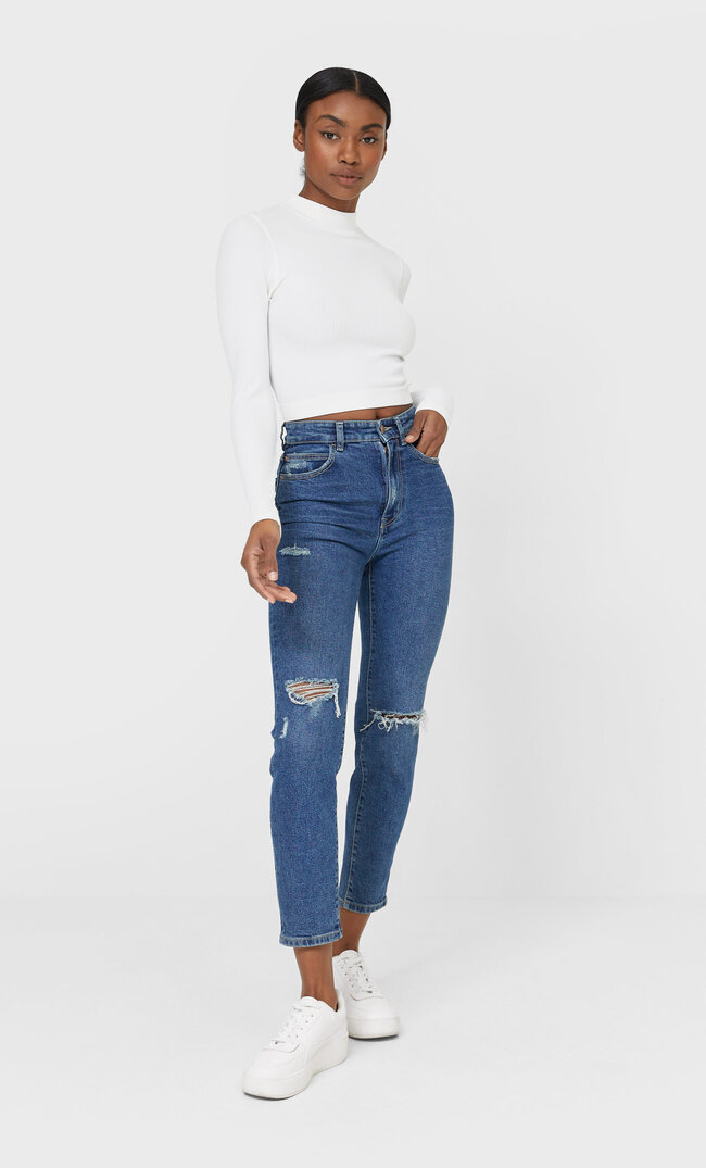 

Stradivarius Mom-Jeans Im Slim-Fit Dunkel Verwaschen 38