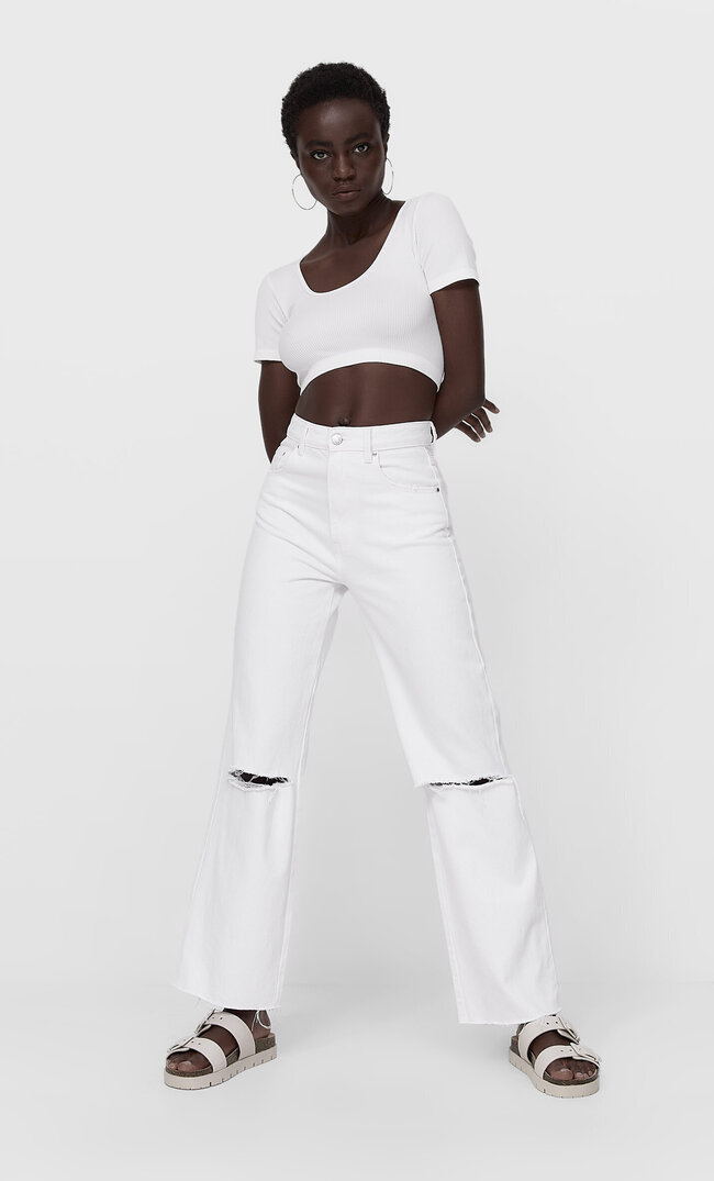 

Stradivarius Straight Fit Jeans Ecru 32