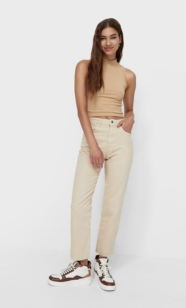 Straight cropped jeans - Women's Join Life | Stradivarius Stradivarius  Worldwide