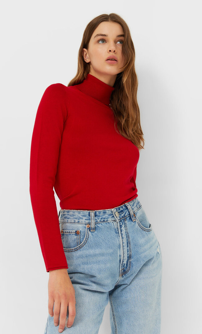 

Stradivarius Sweter Z Golfem Czerwony S