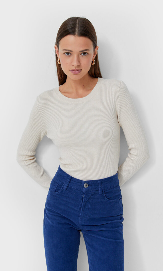 

Stradivarius Pullover Mit Rundausschnitt Steingrau S