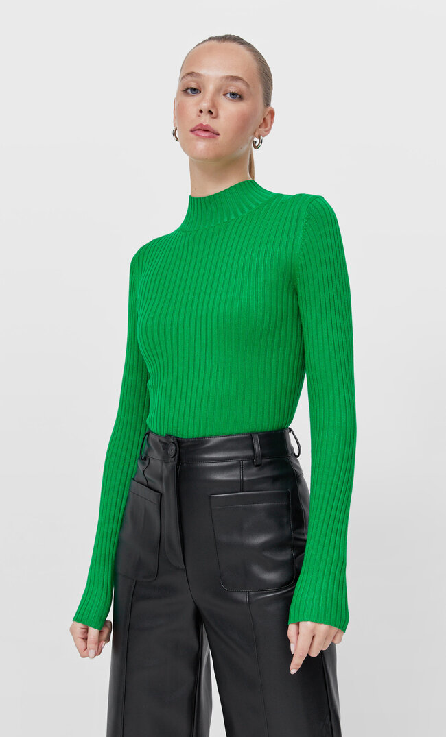 

Stradivarius Sweter Z Półgolfem Zielony Xs