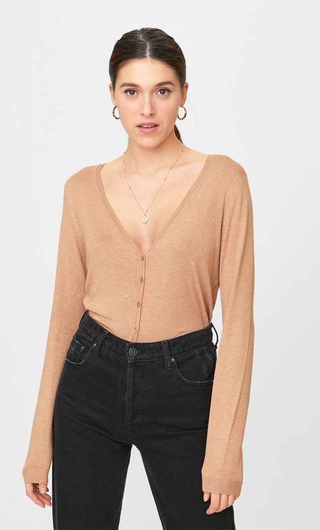 

Stradivarius Basic-Cardigan Beige Xl