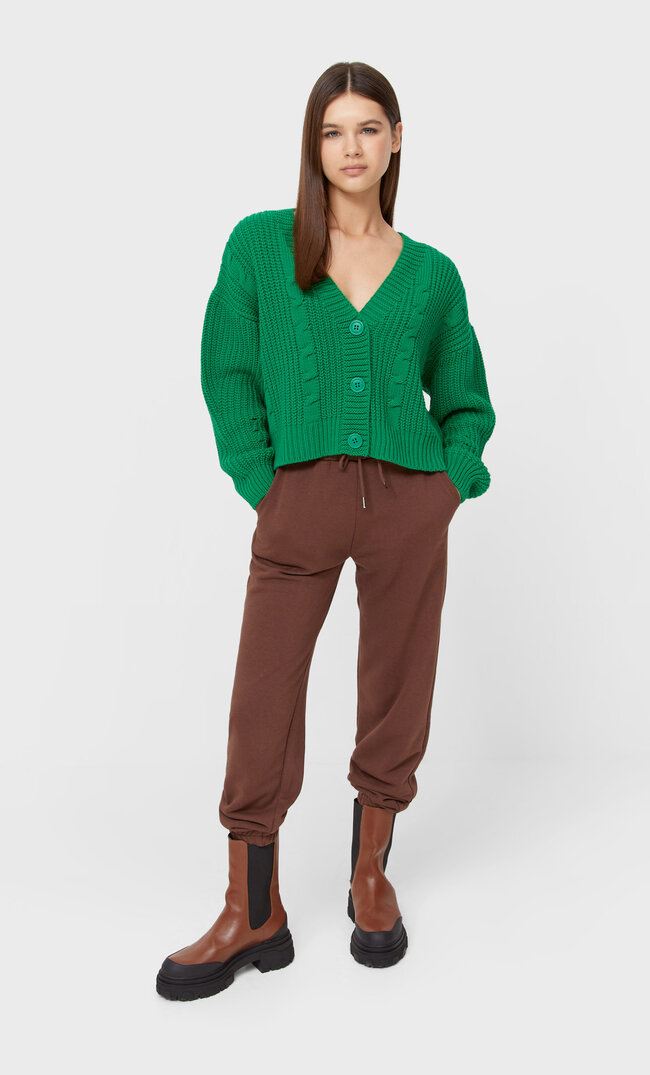 

Stradivarius Cardigan Mit Zopfmuster Grün Xl