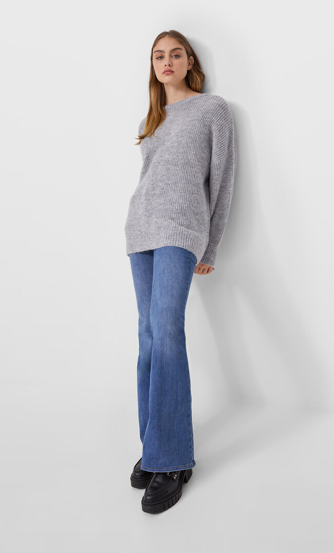 

Stradivarius Oversize-Strickpullover Grau Melange S