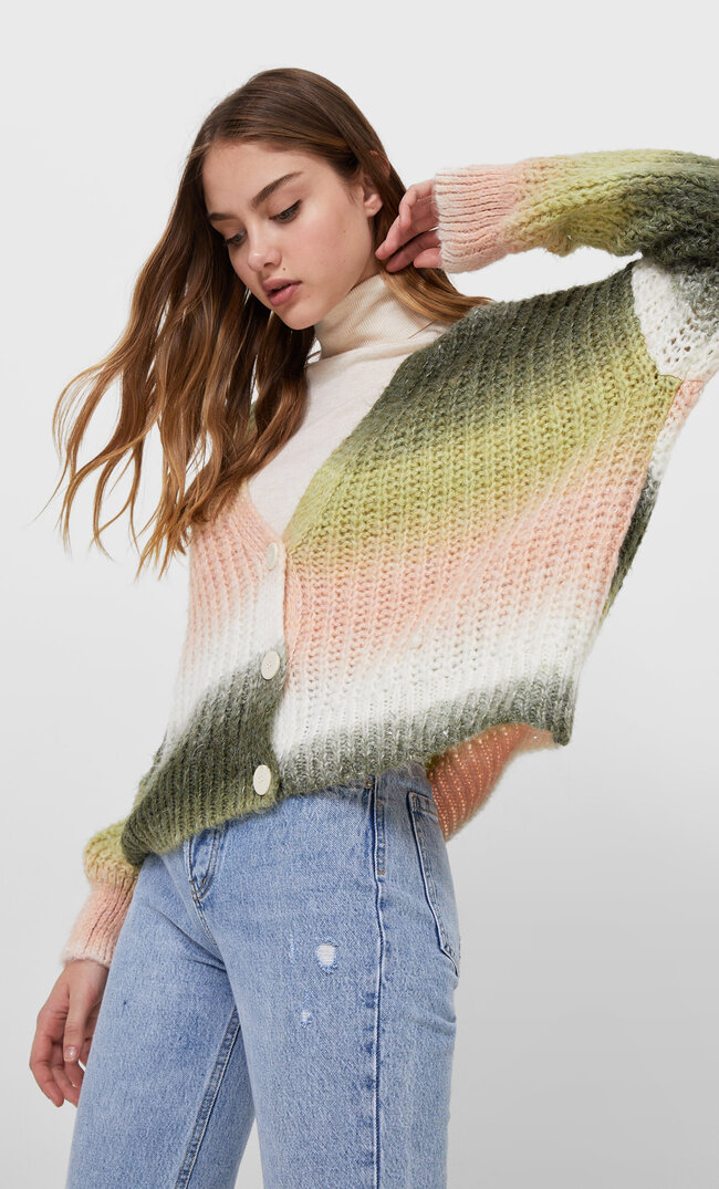 

Stradivarius Cardigan Aus Trikotstoff Mit Farbverlauf Khaki M