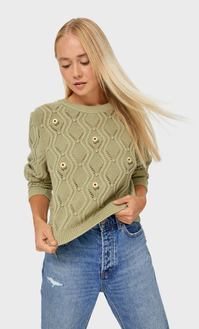 

Stradivarius Haftowany Sweter Zielony M