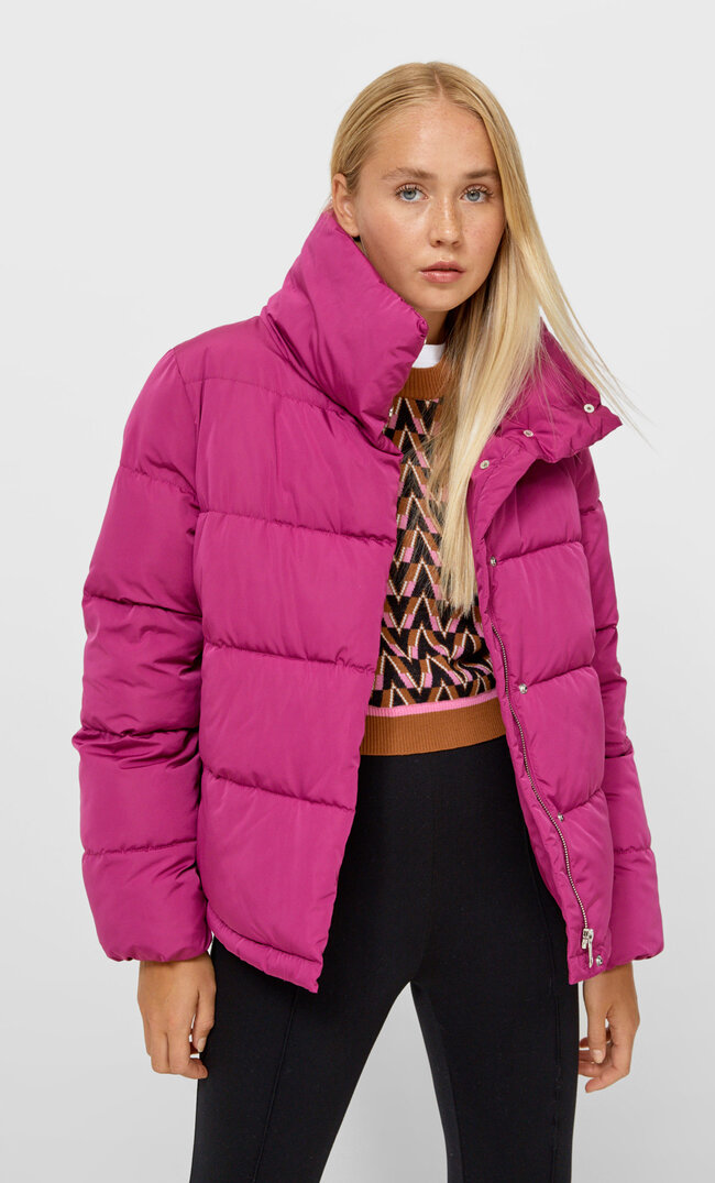 

Stradivarius Pikowany Płaszcz Z Wysokim Kołnierzem Multicolor Xl