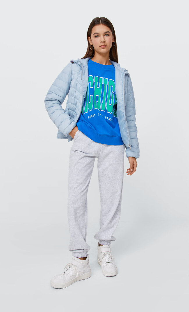 

Stradivarius Steppjacke Mit Kapuze Himmelblau S