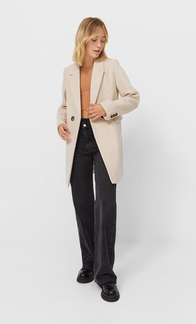 

Stradivarius Stoffmantel Ecru Xl