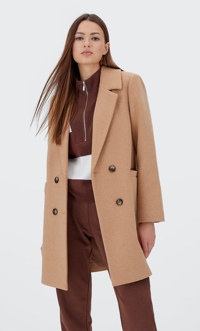 

Stradivarius Zweireihiger Mantel Beige Xl