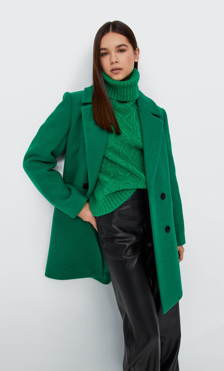 stradivarius green coat