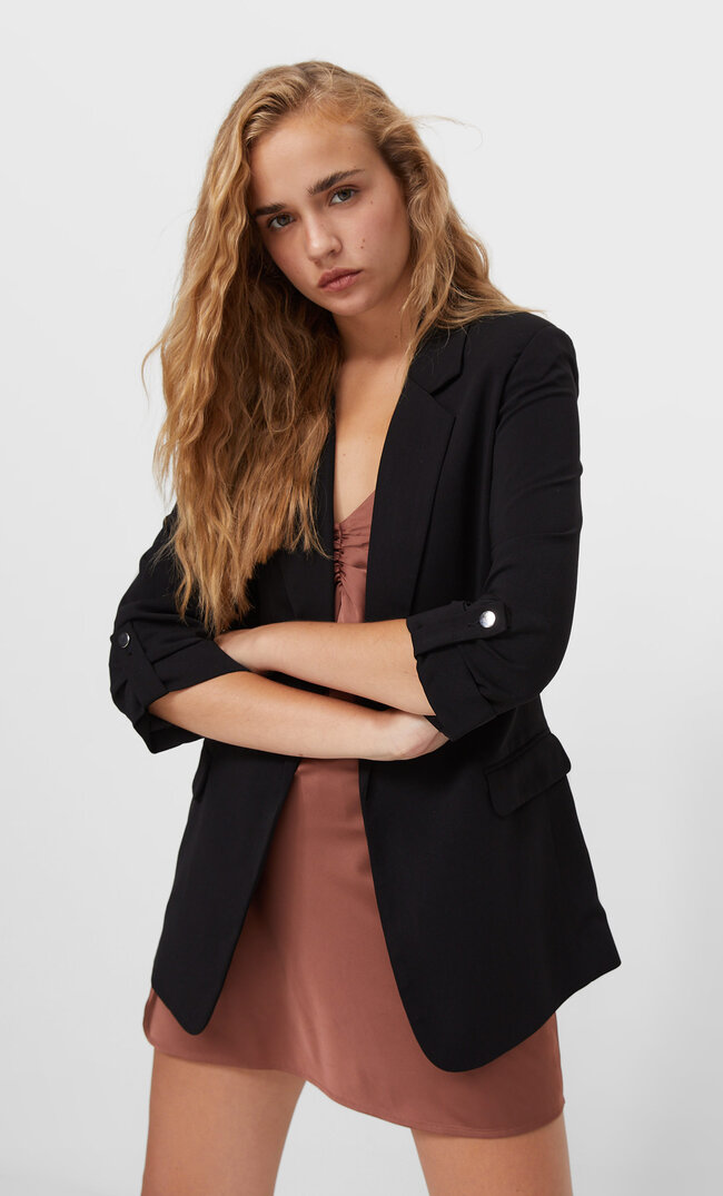 

Stradivarius Blazer Mit Hochgerollten Ärmeln Schwarz Xs
