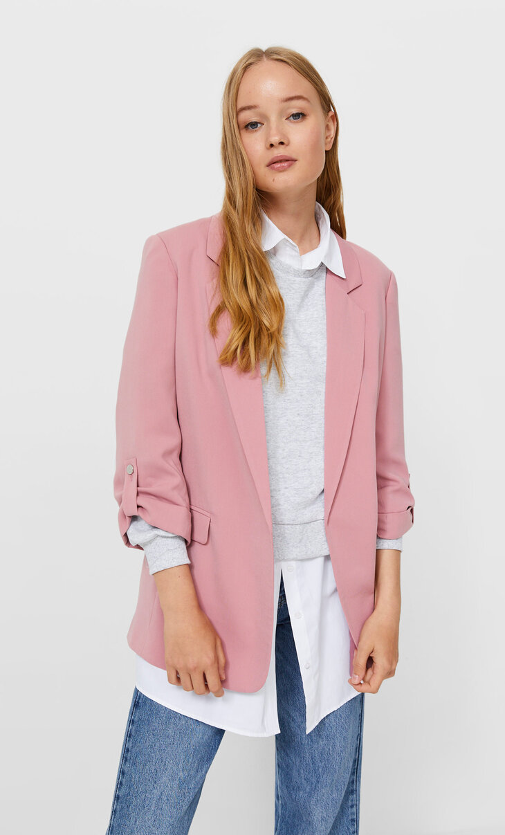 Blazer with rolled-up sleeves