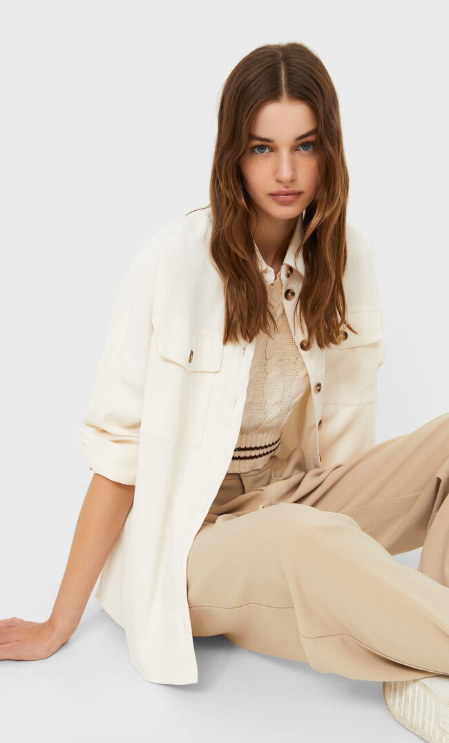

Stradivarius Cargo-Hemdjacke Aus Cord Transparent M
