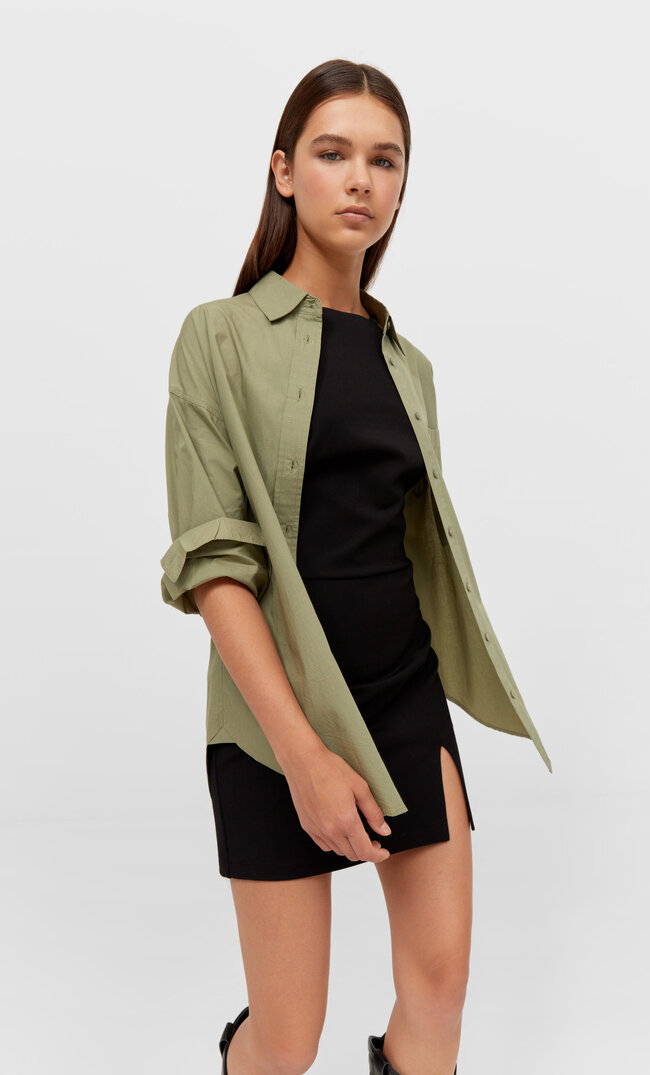 

Stradivarius Koszula O Prostym Kroju Khaki L