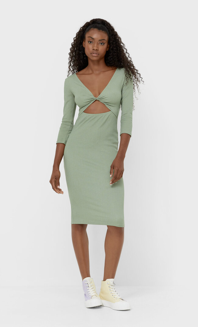 Stradivarius Midikleid Zum Wenden Khaki L
