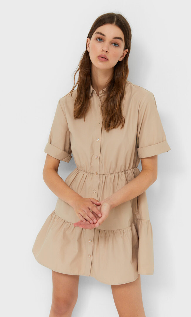 

Stradivarius Kurzes Hemdkleid Steingrau L