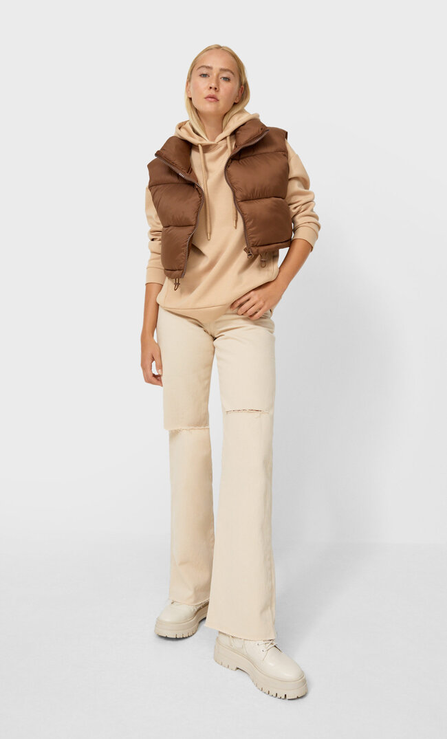 

Stradivarius Bluza Basic Z Kapturem Szary Xl