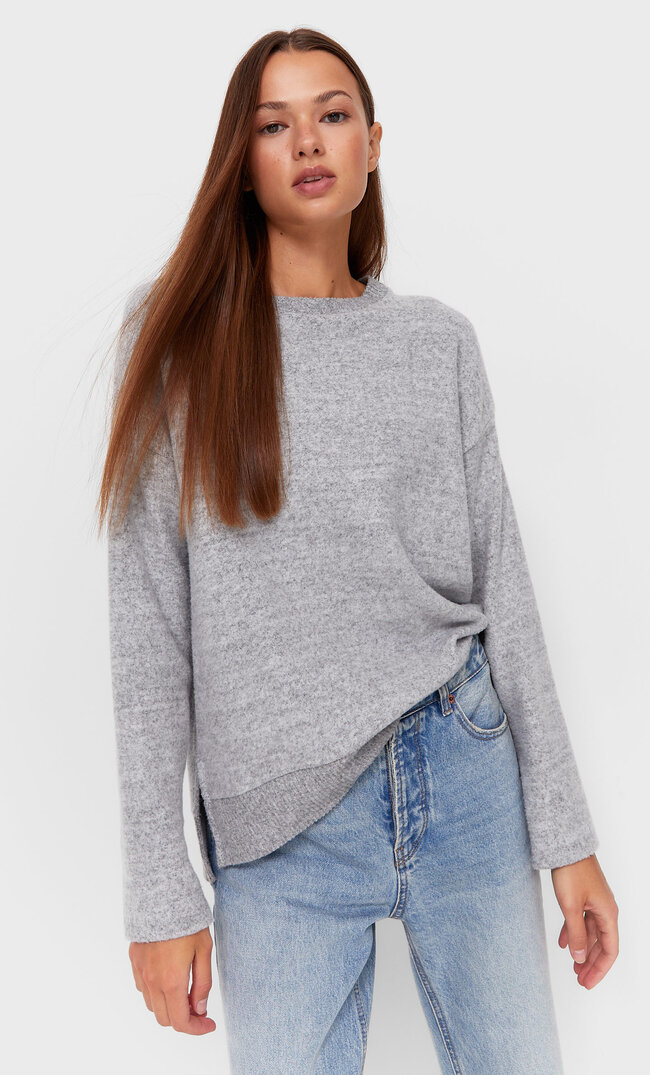 

Stradivarius Weiches Shirt Grau Melange Xs