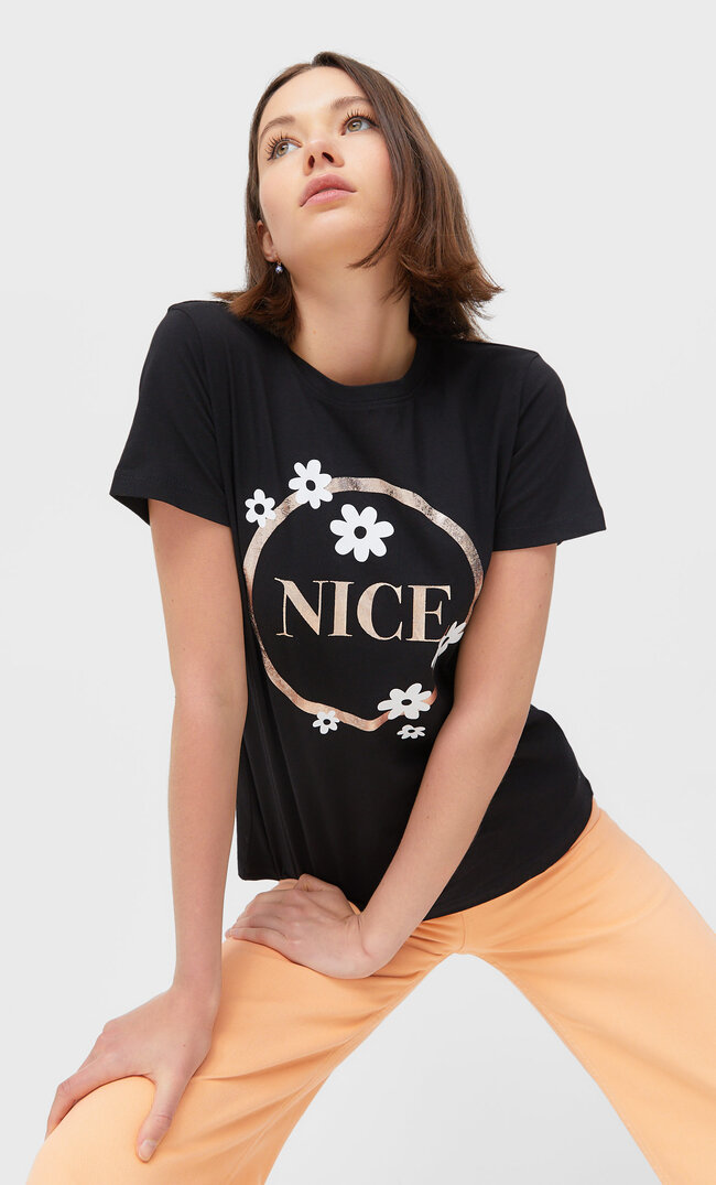 

Stradivarius Shirt Mit Kettenprint Schwarz Xs