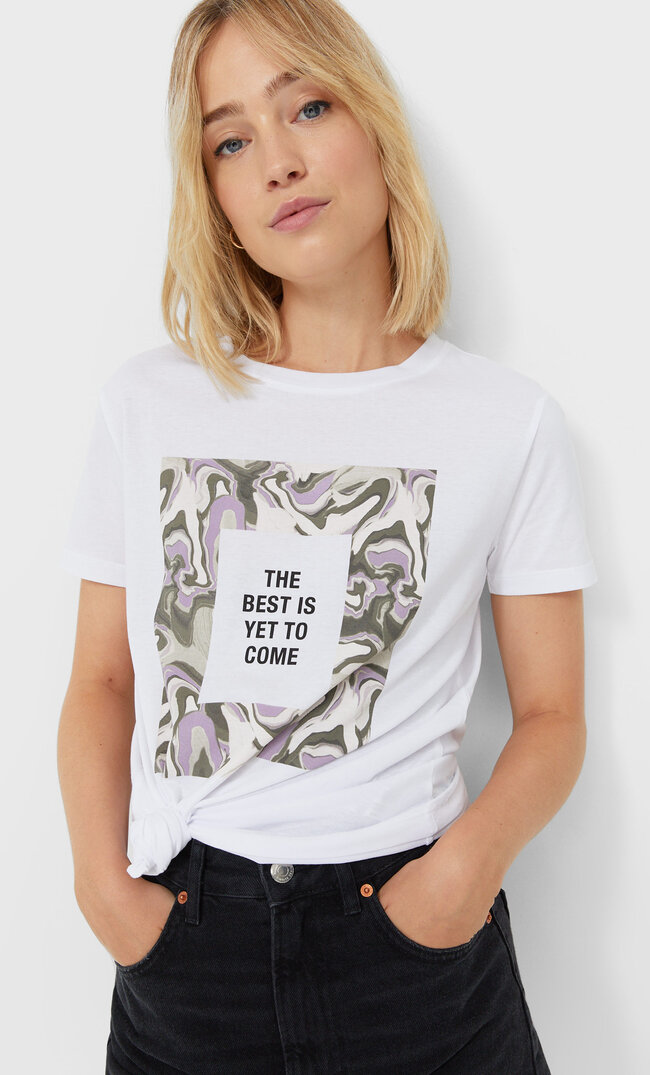 

Stradivarius T-Shirt Mit Print Weiß M