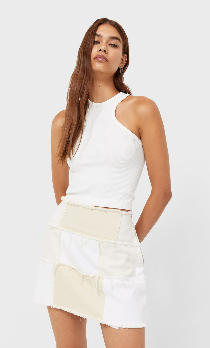 Jupe denim patchwork - Mode femme | Stradivarius Andorra