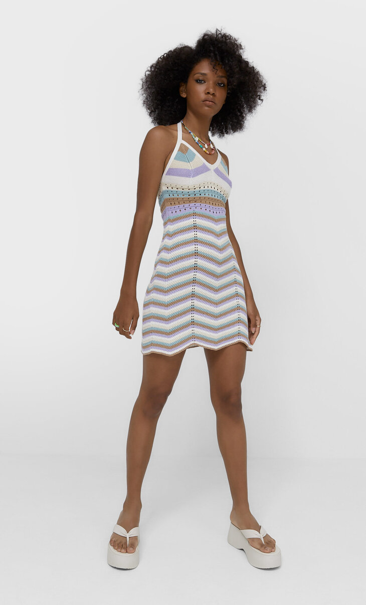 Crochet dress with border - Women's Knitwear | Stradivarius Беларусь