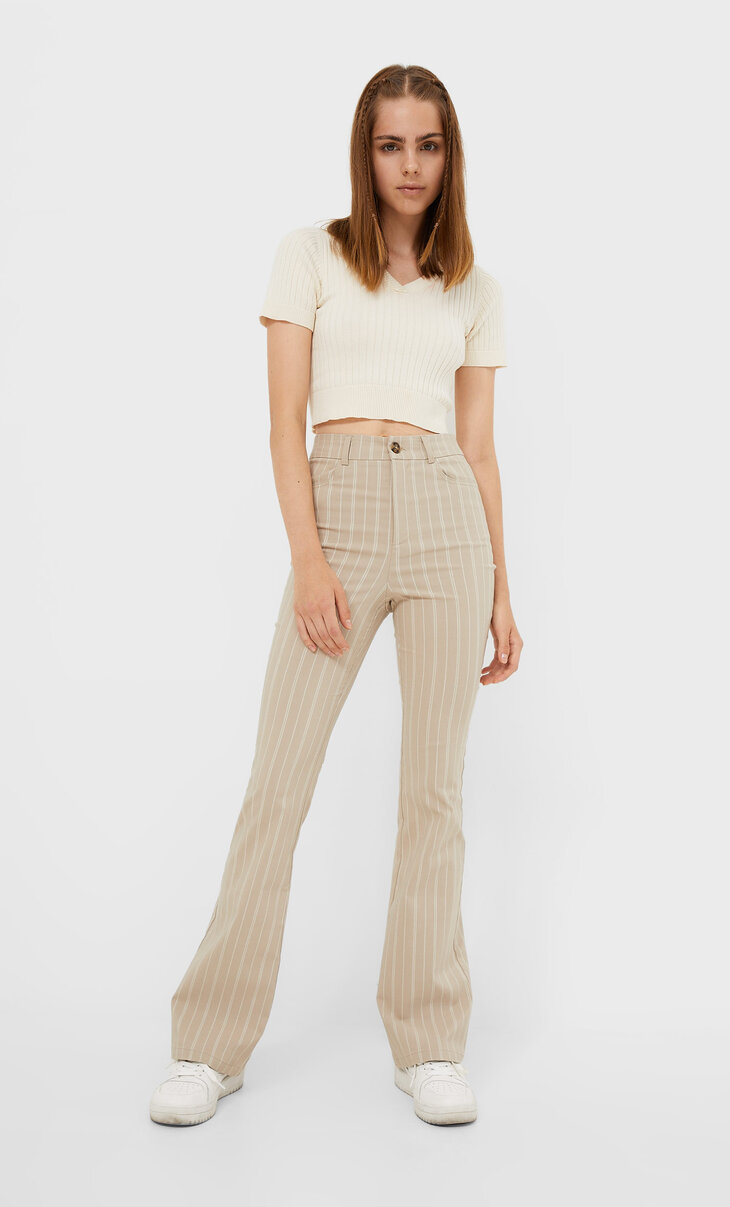Striped flare trousers - Women's 