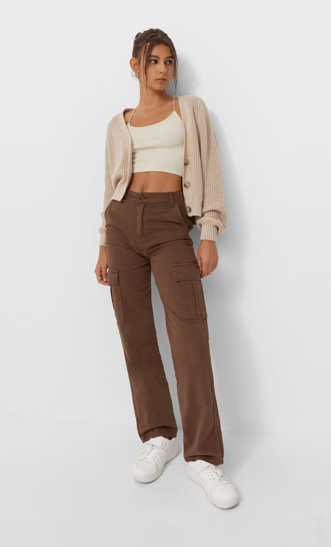 

Stradivarius Cargohose Im Straight-Fit Braun 44