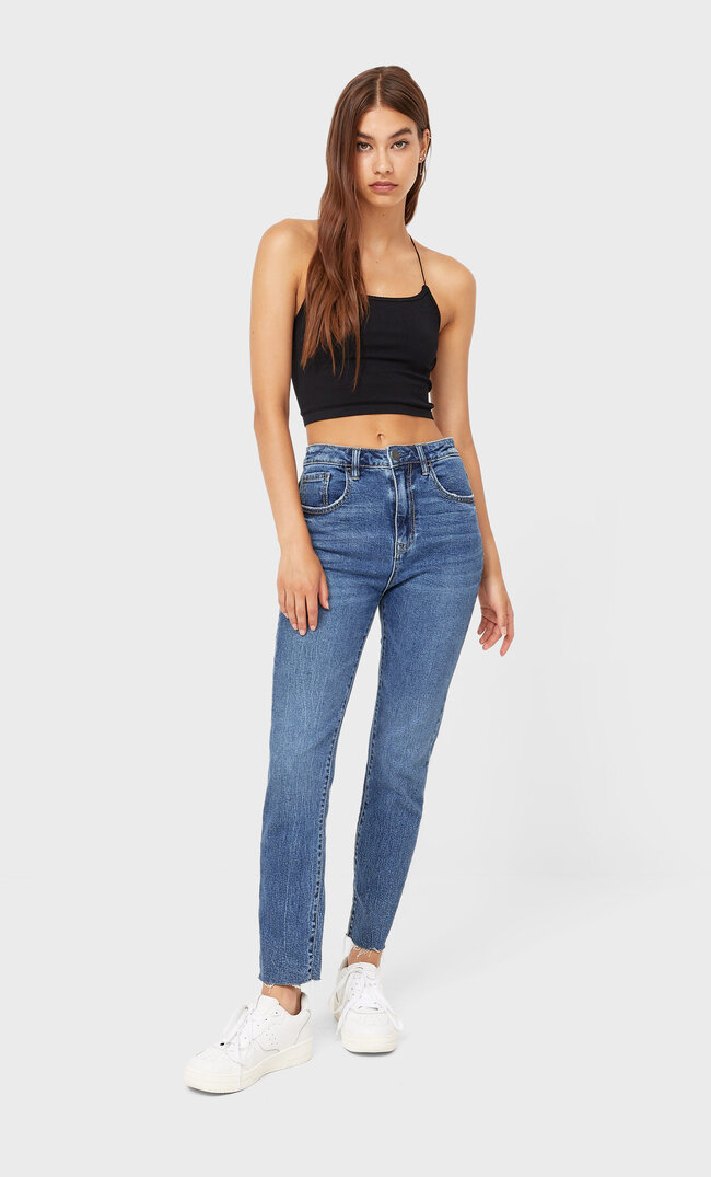 

Stradivarius Jeansy Skinny Fit Z Wysokim Stanem Jasnodenimowy 44