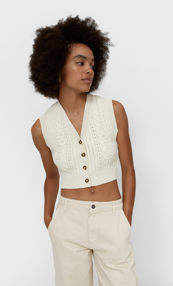 Cable-knit waistcoat