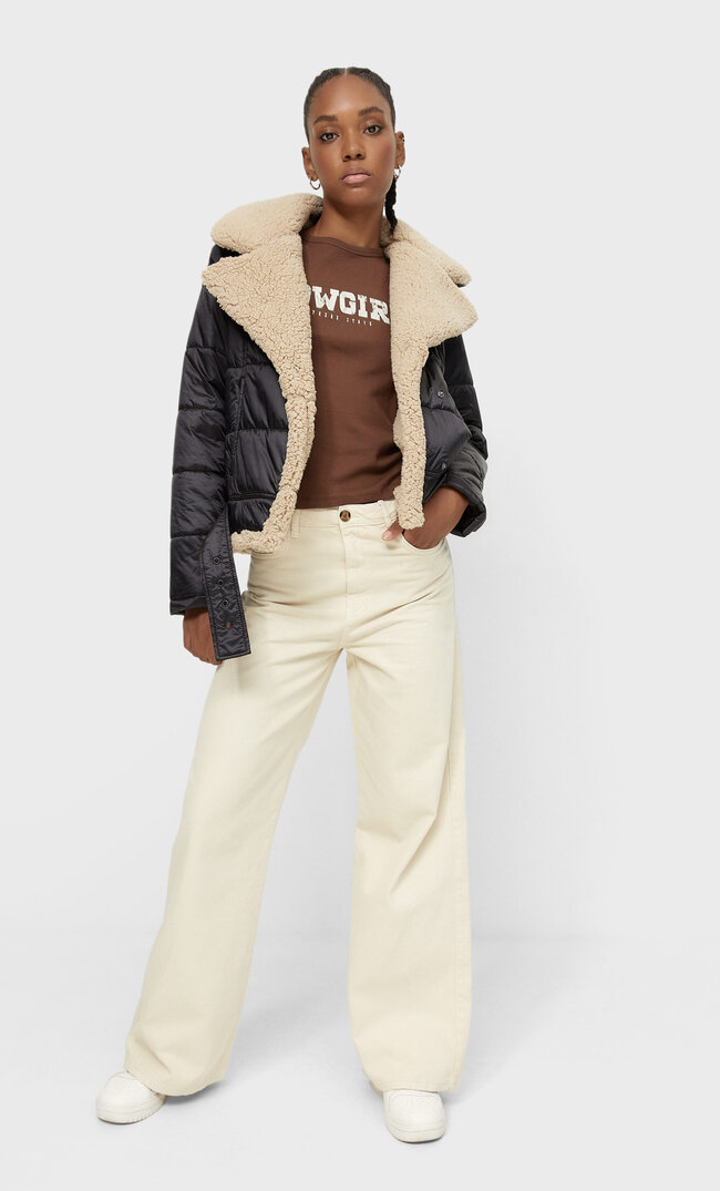 

Stradivarius Nylonowa Kurtka Z Dwustronnym Wykończeniem Czarny Xl