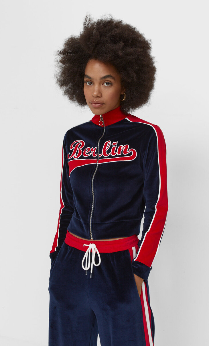 Velvet sweatshirt with zip - Women's 