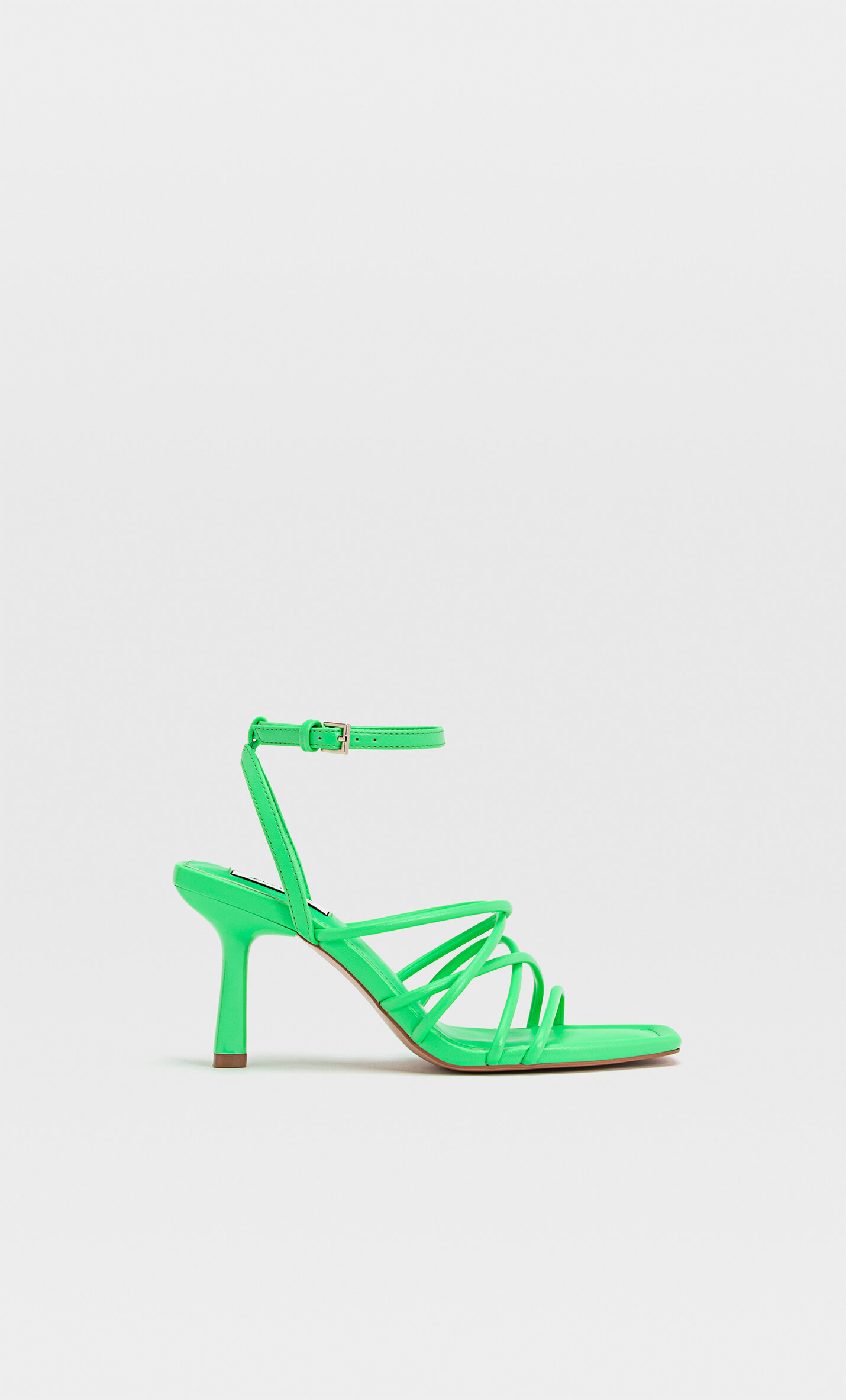Зеленый High heel strappy sandals Stradivarius